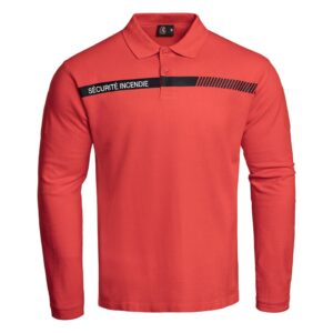 POLO SECU-ONE SECURITE INCENDIE ROUGE MANCHES LONGUES